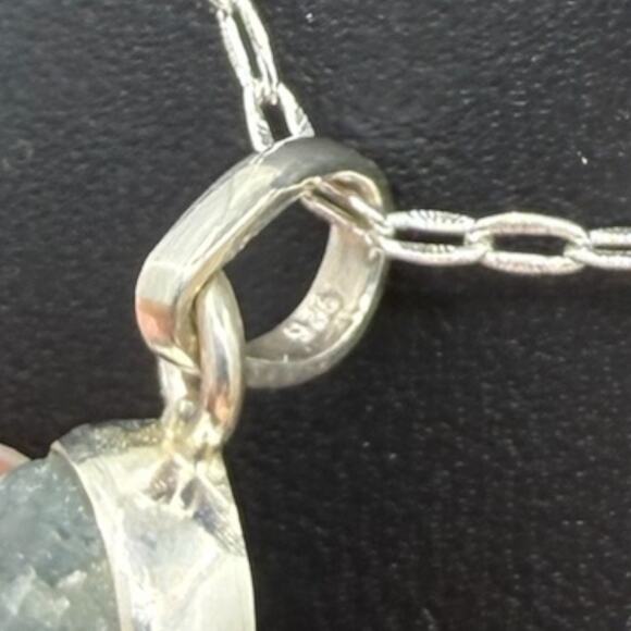 Natural Raw Aquamarine Pendant Necklace 925 Sterling Silver Handmade - Picture 8 of 8
